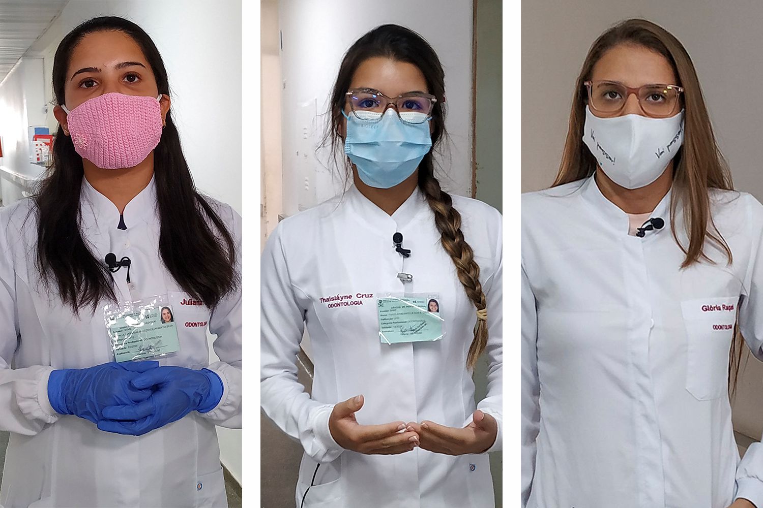 Alunas de Odontologia do campus de Lagarto, Juliana Prata, Thaisláyne Santos Cruz e Glória Raquel São Mateus analisam os prontuários no HUSE.